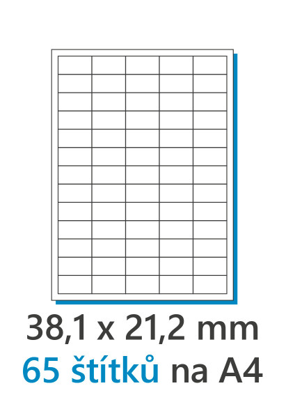 Etiketa 38,1x21,2mm/100ks bílá, Labels 1/65